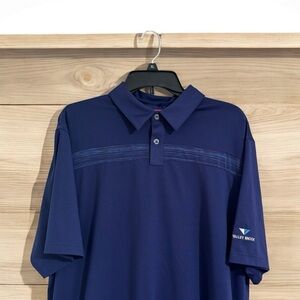 Ashworth Men's Large Valley Brook Golf Club Navy Dry-Fit Golf Polo Shirt PGA